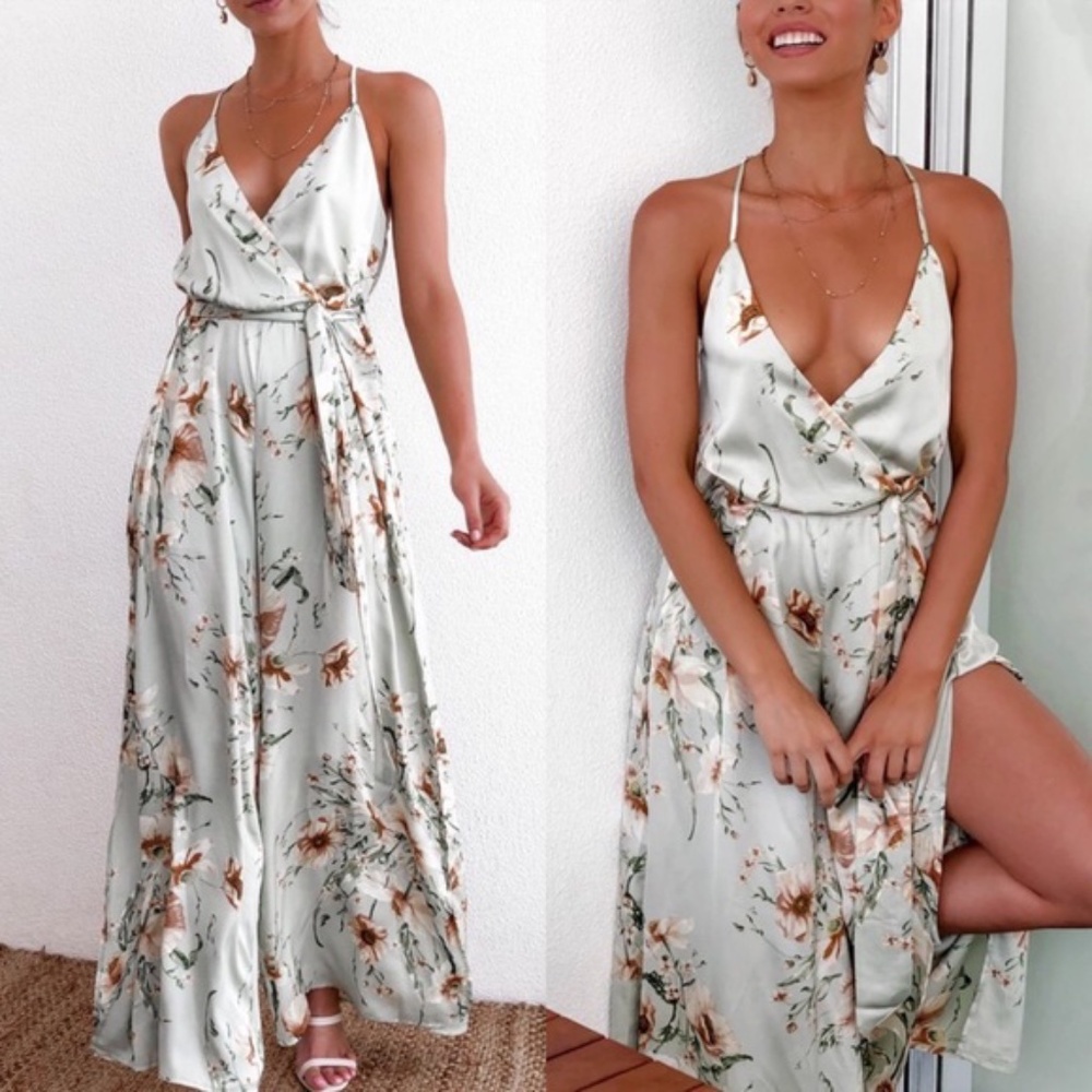 Floral Printing side slit Jumpsuit